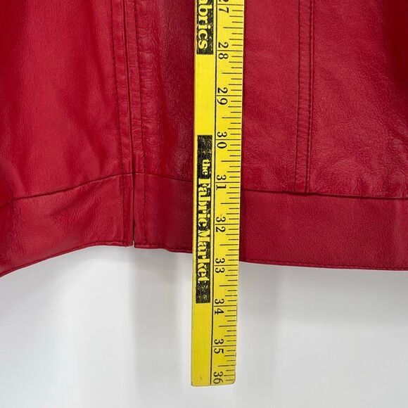 VENEZIA Vtg Leather Jacket Women's Size XL Red Quilted Lining Full Zip Coat Pkts - Picture 11 of 15
